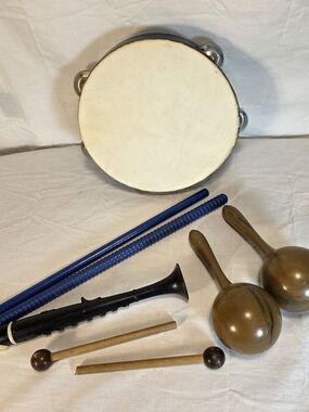 Percussion Musical Instruments For Kids, Set of 8 Instruments, Vintage